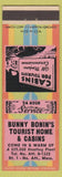 Matchbook Cover - Bunny Bonin's Tourist Home Cabins North Attleboro MA