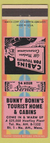 Matchbook Cover - Bunny Bonin's Tourist Home Cabins North Attleboro MA