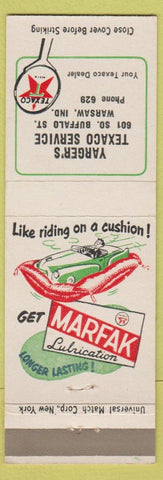 Matchbook Cover - Yarger's Texaco oil gas Warsaw IN low phone #