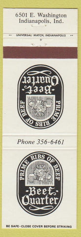 Matchbook Cover - Prime Rib Beef Quarter Indianapolis IN