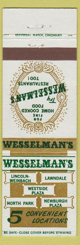 Matchbook Cover - Wesselman's Lawndale Evansville IN