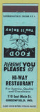 Matchbook Cover - Hi Way Restaurant Greenfield IN
