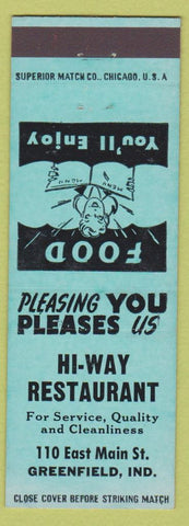 Matchbook Cover - Hi Way Restaurant Greenfield IN