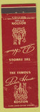 Matchbook Cover - Parker House Boston MA