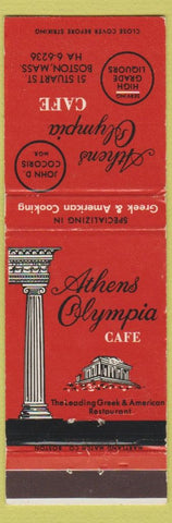 Matchbook Cover - Athens Olympia Cafe Boston MA