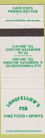 Matchbook Cover - Longfellow's Pub Brewster MA South Yarmouth