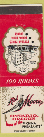 Matchbook Cover - Hotel Moore Ontario OR China Pheasants