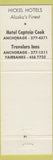 Matchbook Cover - Travelers Inns Anchorage Fairbanks AK