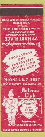 Matchbook Cover - Hofbrau Club German Cooking Long Beach CA