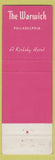 Matchbook Cover - Warwick Hotel Philadelphia PA WEAR