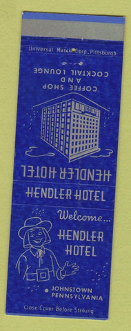 Matchbook Cover - Hendler Hotel Johnstown PA