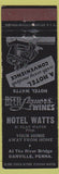 Matchbook Cover - Hotel Watts Danville PA WEAR