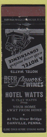 Matchbook Cover - Hotel Watts Danville PA WEAR