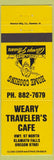 Matchbook Cover - Weary Traveler's Cafe Klamath Falls OR
