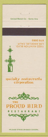 Matchbook Cover - The Proud Bird Restaurant Los Angeles CA