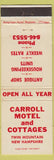 Matchbook Cover - Carroll Motel Cottages Twin Mountain NH