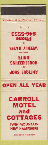 Matchbook Cover - Carroll Motel Cottages Twin Mountain NH