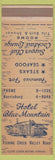 Matchbook Cover - Hotel Blue Mountain Fort Hunter PA Harrisburg