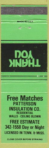 Matchbook Cover - PAtterson Insulation TN MS green WEAR