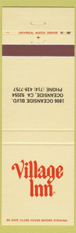 Matchbook Cover - Village Inn Restaurant Oceanside CA