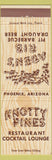 Matchbook Cover - Knotty Pines Restaurant BBQ Phoenix AZ