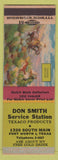 Matchbook Cover - Don SMith Texaco oil gas Forth Worth TX