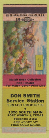 Matchbook Cover - Don SMith Texaco oil gas Forth Worth TX