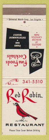Matchbook Cover - Red Robin Restaurant Canoga Park CA