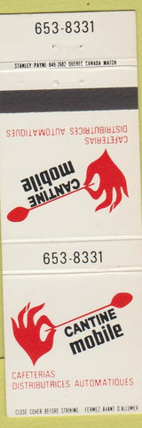 Matchbook Cover - Cantine Mobile MATches Canada QC