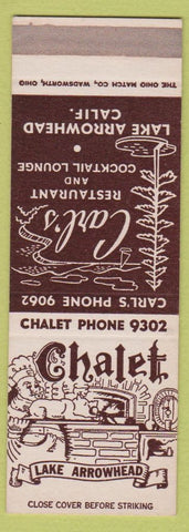 Matchbook Cover - Chalet Lake Arrowhead CA SAMPLE