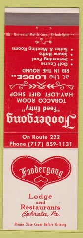 Matchbook Cover - Foodergond Lodge Restaurants Ephrata PA