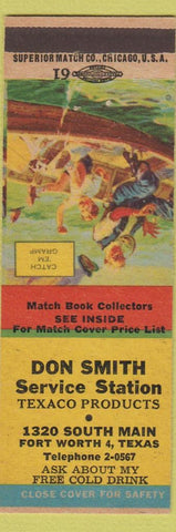 Matchbook Cover - Don SMith Texaco oil gas Forth Worth TX