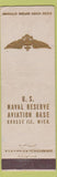 Matchbook Cover - US Naval Reserve Aviation Base Grosse Ile MI