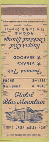 Matchbook Cover - Hotel Blue Mountain Fort Hunter PA Harrisburg