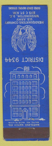 Matchbook Cover - Headquarters Company US Army Washington DC