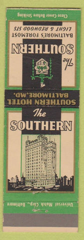 Matchbook Cover - Southern Hotel Baltimore MD CREASE