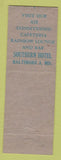 Matchbook Cover - Southern Hotel Baltimore MD CREASE