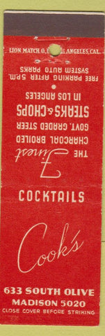 Matchbook Cover - Cook's Restaurant Los Angeles CA