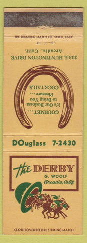 Matchbook Cover - The Derby Arcadia CA