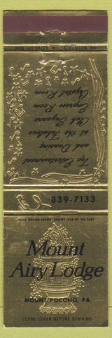 Matchbook Cover - Mount Airy Lodge Mount Pocono PA
