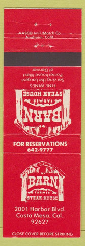 Matchbook Cover - Barn Steak House Costa Mesa CA WEAR