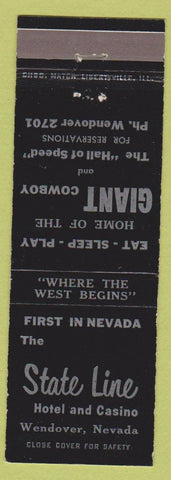 Matchbook Cover - State Line Hotel Casino Wendover NV