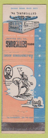 Matchbook Cover - Hotel Gettysburg PA Abraham Lincoln