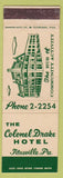 Matchbook Cover - Colonel Drake Hotel Titusville PA
