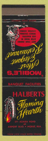Matchbook Cover - Halbert's Flaming Hearth Mobile AL