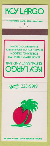 Matchbook Cover - Key Largo Restaurant Bar Portland OR