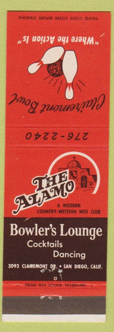 Matchbook Cover - The Alamo Bowing San Diego CA billiards