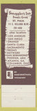 Matchbook Cover - Smuggler's Inn Sacramento Orange Fresno CA St Paul MN