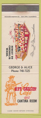 Matchbook Cover - Kit Carson Cafe Chehalis WA