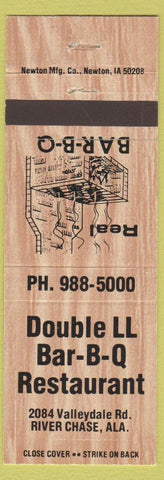 Matchbook Cover - Double LL BBQ River Chase AL